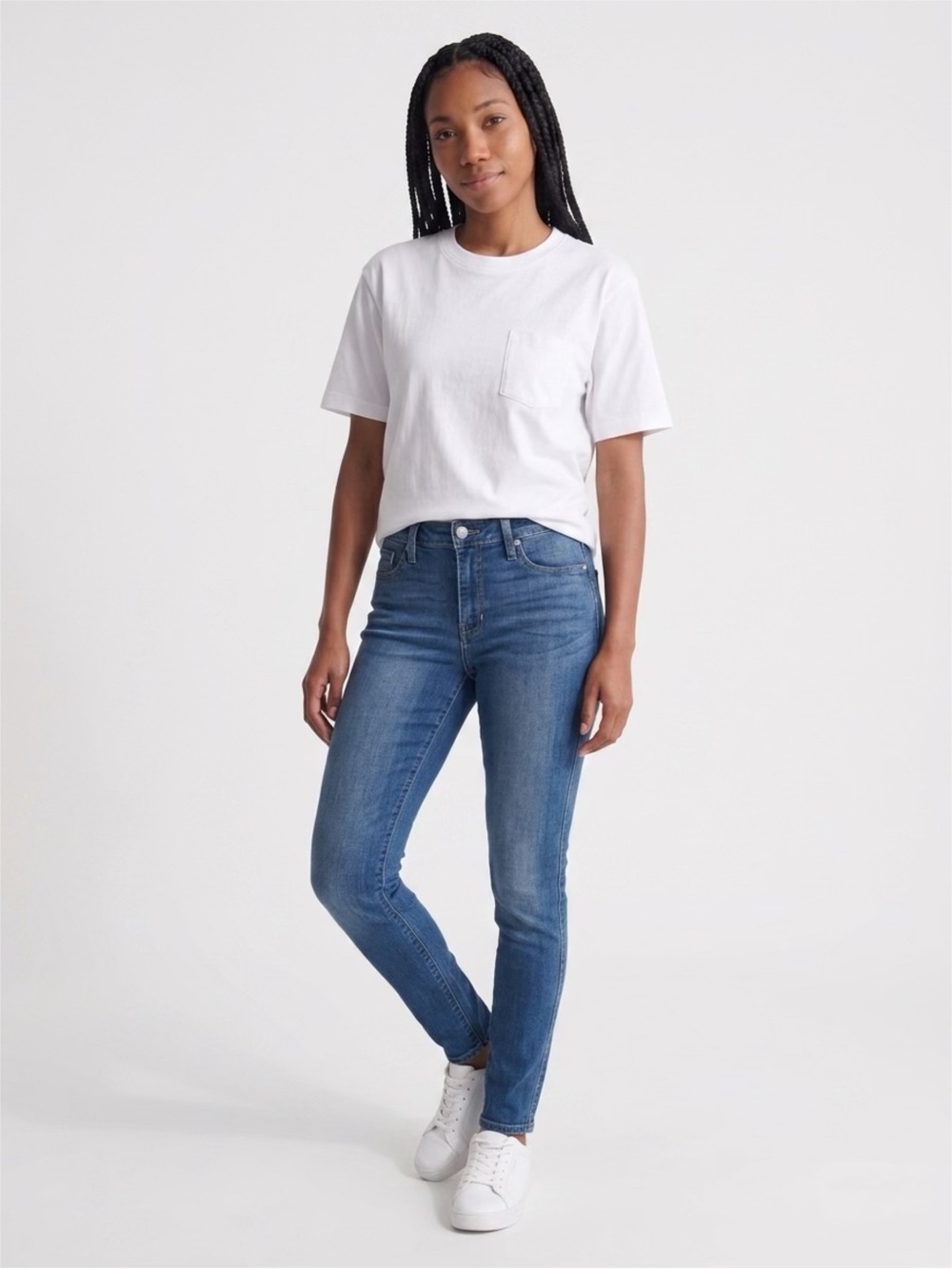 Hollister Women's Skinny Jeans in Mid Blue Wash